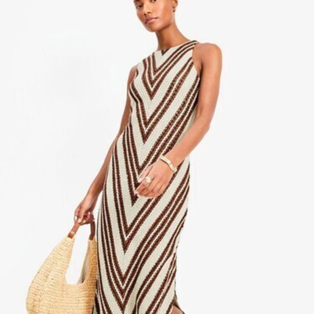Chevron Crochet Midi Dress